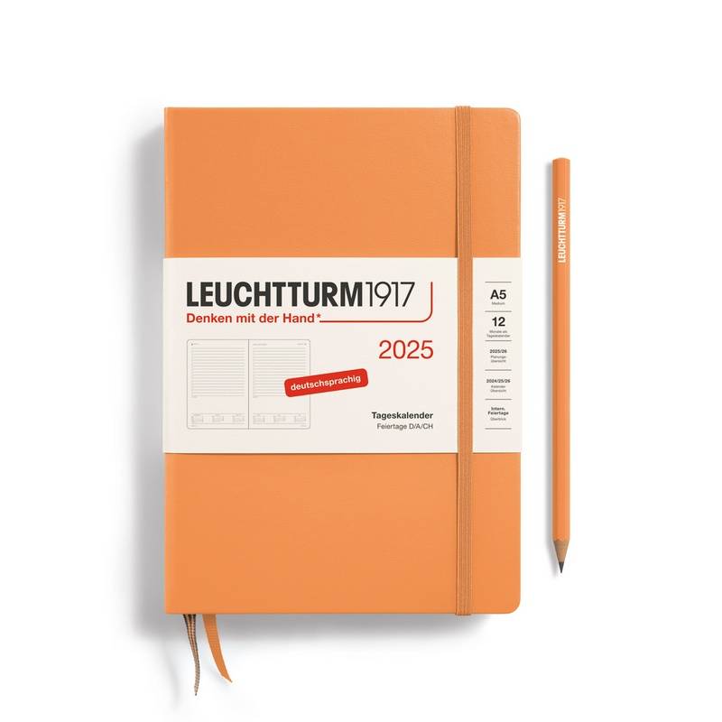 Leuchtturm1917 Tageskalender 1 Tag auf 1 Seite 2025 Medium A5 Hardcover Apricot von Leuchtturm1917