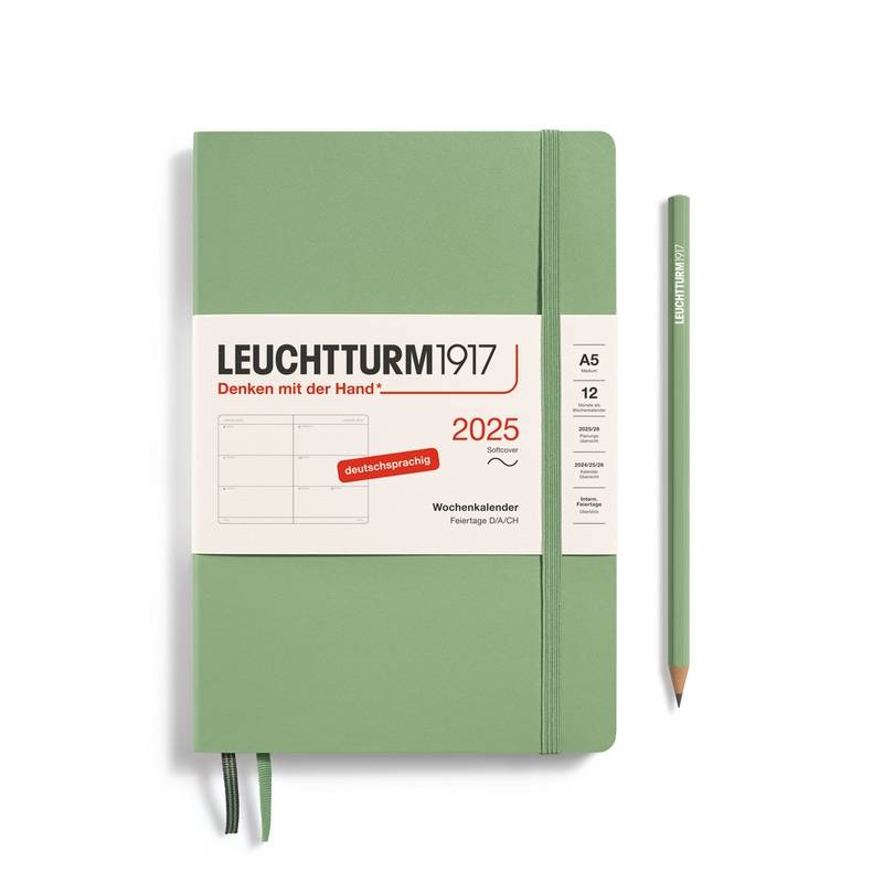 Leuchtturm1917 Wochenkalender 1 Woche auf 2 Seiten 2025 Medium A5 Softcover Salbei von Leuchtturm1917