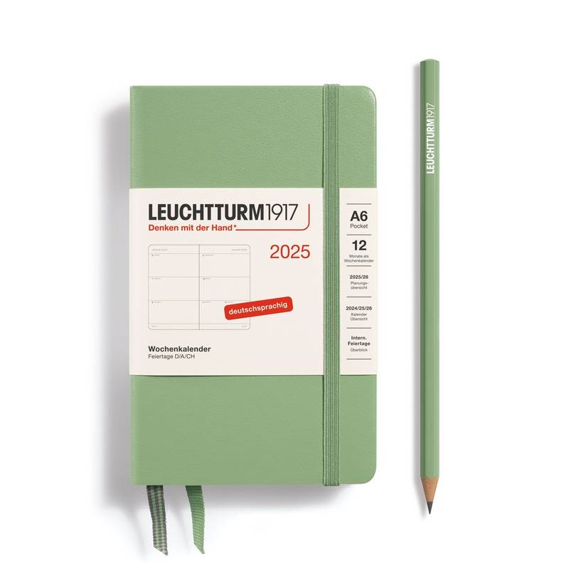 Leuchtturm1917 Wochenkalender 1 Woche auf 2 Seiten 2025 Pocket A6 Hardcover Salbei von Leuchtturm1917