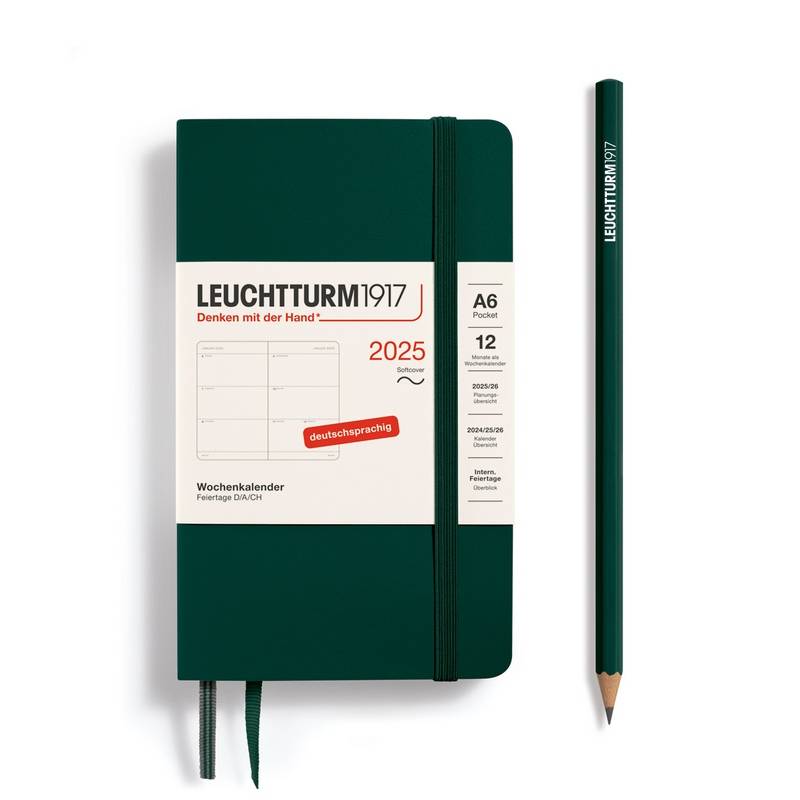 Leuchtturm1917 Wochenkalender 1 Woche auf 2 Seiten 2025 Pocket A6 Softcover Forest Green von Leuchtturm1917