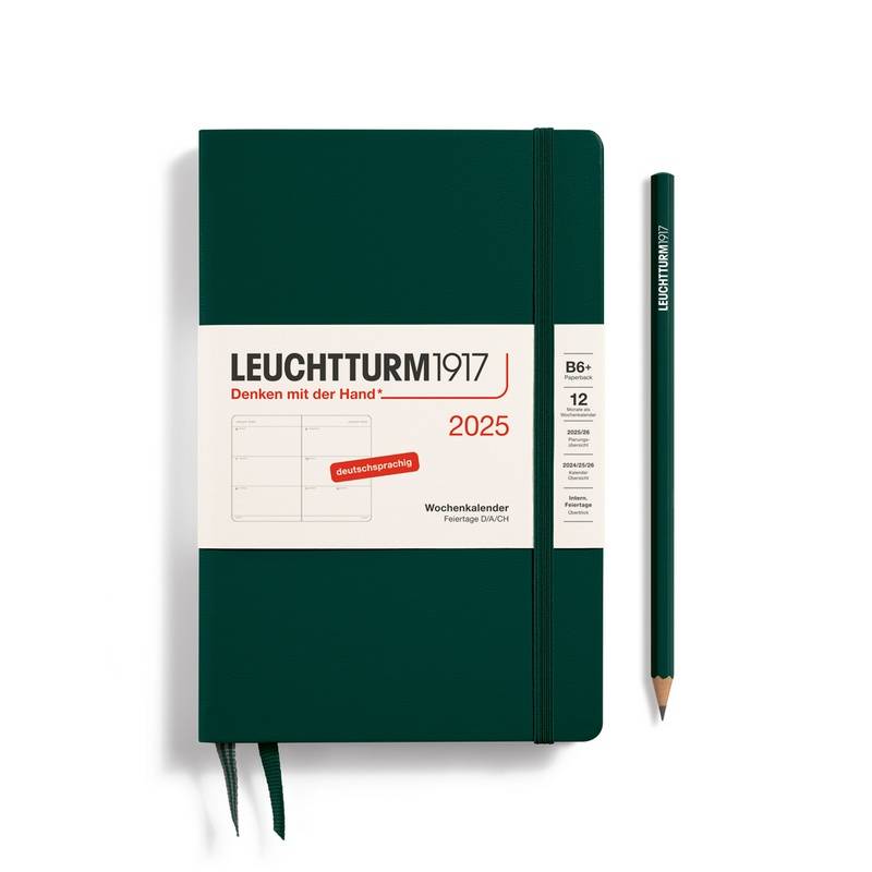 Leuchtturm1917 Wochenkalender 1 Woche auf 2 Seiten 2025 Paperback Hardcover B6+ Forest Green von Leuchtturm1917