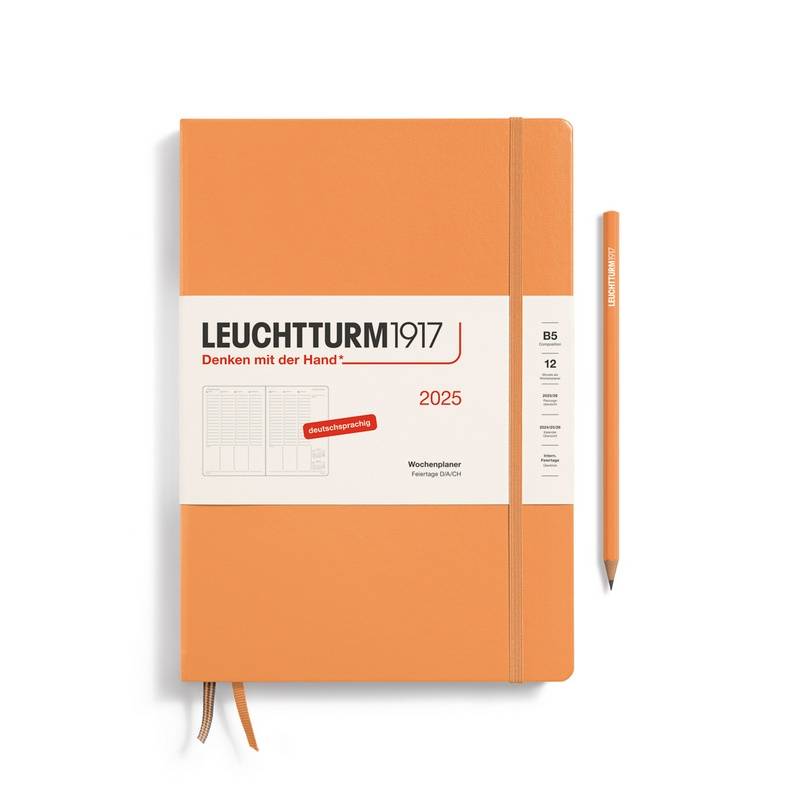 Leuchtturm1917 Wochenplaner 1 Woche auf 2 Seiten 2025 Composition B5 Hardcover Apricot von Leuchtturm1917