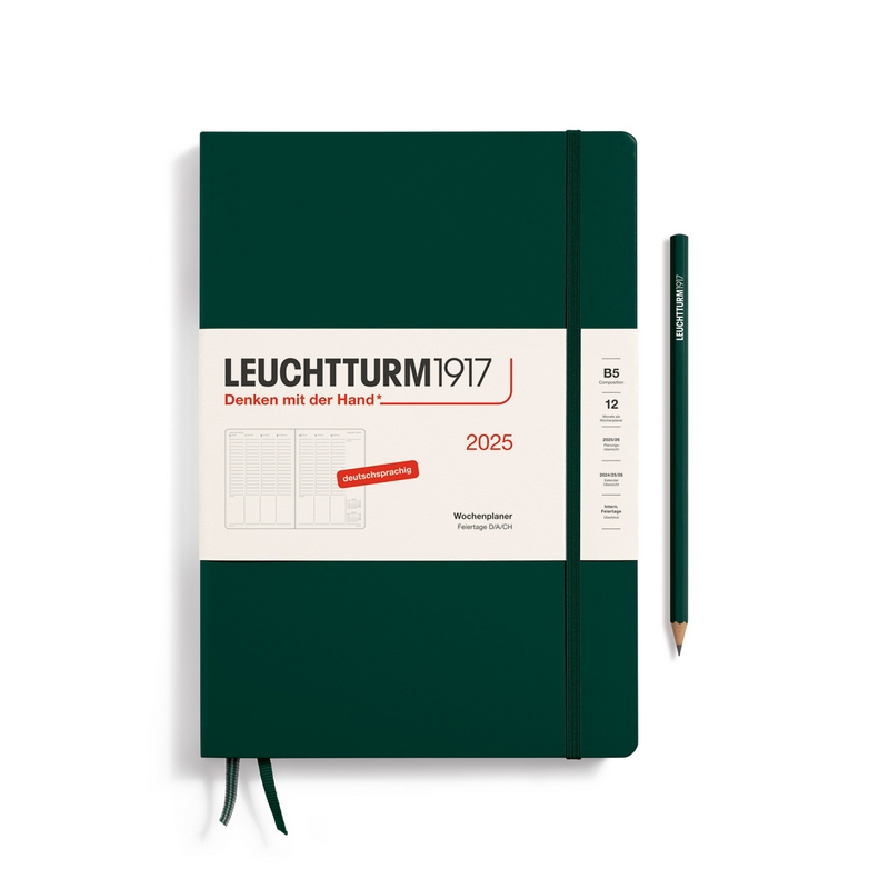 Leuchtturm1917 Wochenplaner 1 Woche auf 2 Seiten 2025 Composition B5 Hardcover Forest Green von Leuchtturm1917