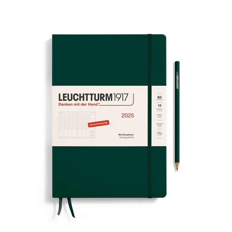 Leuchtturm1917 Wochenplaner 1 Woche auf 2 Seiten 2025 Composition B5 Hardcover Forest Green von Leuchtturm1917