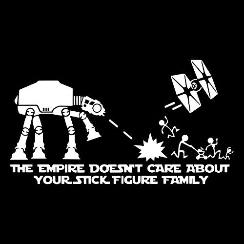 Level Autoscheiben-Sticker Star Wars ATAT & Tie Fighter 'The Empire Doesnt Care About Your Stick Figure Family, Vinyl, Dekoration von Level