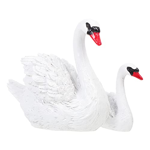 Levemolo 1 Paar Kleiner Schwan Ornamente Paar Schwanenskulpturen Babypuppenhaus Schwanenfigur Schwanenmodell Miniatur Gartenfiguren Familienschwanenfigur Mini von Levemolo