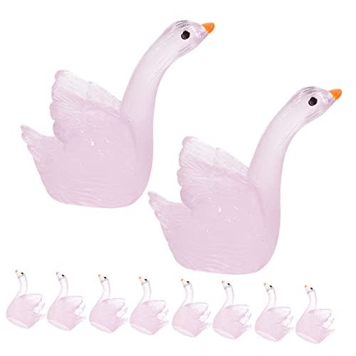 Levemolo 10St leuchtende Schwanenverzierung Schwan Figur Miniaturen schmücken Feendekorationen Vogelmodell Gans makramee Outdoor outdoordeko Schwan Miniaturfiguren Desktop-Dekor Harz Rosa von Levemolo