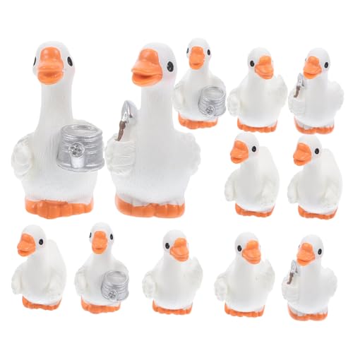 Levemolo 12St Mini-Tierfiguren Feenfigur Mini-Enten Entenskulptur Minifiguren Gartenenten Dekoration bürodeko büro Dekoration basteln bastelset Miniatur-Tierfiguren Tierminiaturen Harz von Levemolo