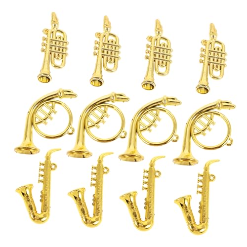 Levemolo 18 STK Dekoratives Zubehör Für Musikinstrumente Saxophon-Ornament Puppenhaus-miniinstrumente Mini-Saxophon-Figur Saxophon-weihnachtsverzierung Mini-instrumentenfigur Golden Plastik von Levemolo