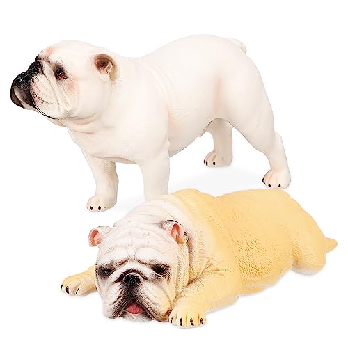 Levemolo 2St Bulldoggenfigur als Ornament tierfiguren für Kinder hühner Spielzeug Hundefigur Bulldogge Figur Gartentierstatue Welpe Hund Tierfigur Bulldoggenfigur zur Dekoration Plastik von Levemolo