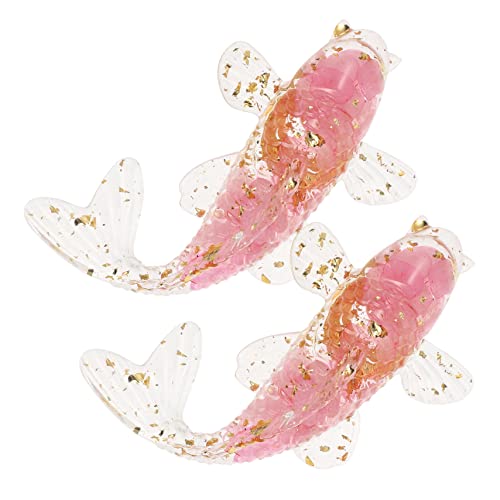 Levemolo 2St Kristall-Koi-Fisch-Ornamente Innendekoration für den einzug Schreibtisch Dekoration Hochzeit deko Fischdekor aus Kristall Kristallfischfigur Harz-Leim Rosa von Levemolo