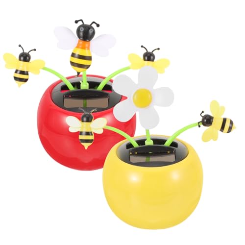 Levemolo 2st Auto-Ornament Gelb Auto Schreibtisch Dekoration Spielzeug Wackelndes Auto Als Schreibtischspielzeug des Solarautos Auto-schaukel-Ornament Wackelkopffiguren Mini-Spielzeug von Levemolo