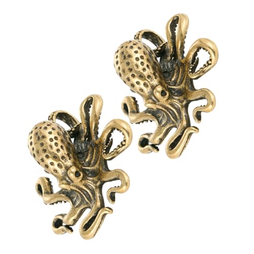 Levemolo 2st Oktopus-Ornament Aus Messing Oktopus-Figur Mini-tierfigur Ornament Tischfiguren Oktopus Aus Metall Tierfiguren Aus Messing Tierstatuen Tierische Dekorationen Golden von Levemolo