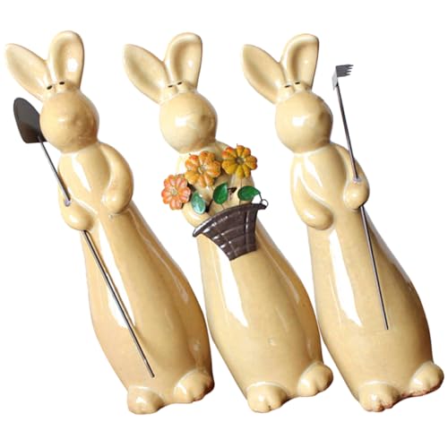 Levemolo 3St Häschenverzierung Animal Figures Cute Decor genschenkideen Hase des neuen Jahres Kaninchen im Freien Spielzeug Kaninchenstatue neujahr dekor Unterglasur mehrfarbiges Porzellan von Levemolo