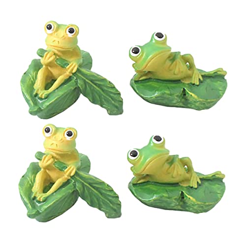 Levemolo 4 Stück Frosch Schmuckstücke Minibehälter Miniaturfiguren winzige Behälter Mini-Terrarium kunstpflanze kunstplflanze Gartenverzierung kleines Moosornament Spielzeug Kunstharz Green von Levemolo