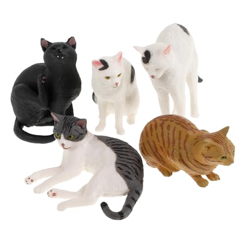 Levemolo 5 Stück Kleine Katzenfiguren, Simulationskatzenfiguren, Lebensechte Katzenspielzeuge, Kinderkatzen-kuchenaufsätze, Dekorationen, Pädagogische Tierfiguren Für Jungen Und Mädchen von Levemolo