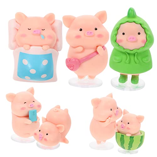 Levemolo 7St Schweinchen Ornament Miniaturtiere Dekorationen für Terrarien Mini- Piggy Spielzeug Niedliche Tierfiguren Desktop- -Modell kleines Schweinemodell Tiermodell Harz von Levemolo