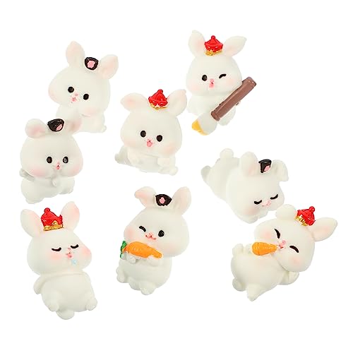 Levemolo 8St Miniatur-Tierschmuck Hasenfiguren Mini-Zubehör Mikrolandschaftsornament Hasen-Ornamente kuschelhase Cuddly Bunny Spielzeug tischdeko Miniatur-Tierdekor Harz-Hasen-Ornament Weiß von Levemolo