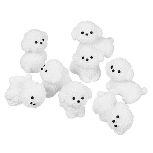 Levemolo 8st Mini-Bichon-Frise-Ornamente Bonsai-hundespielzeug Miniatur-Tier-spielset Märchenhafte Gartentiere Spielzeug Mit Welpenfiguren Süße Hundeskulptur Feengartentier Harz Weiß von Levemolo