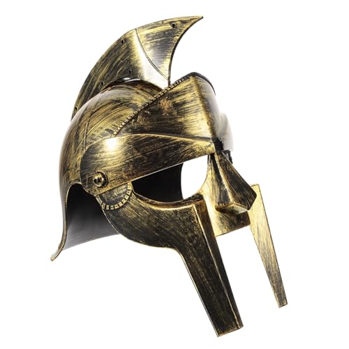 Levemolo Antiker Römischer Helm Kostüm Cosplay Griechischer Helm Römischer Soldatenhelm Goldener Korinthischer Helm Römischer Gladiatorenhelm Kostümhelm Schädelverzierung Hut Helme Plastik von Levemolo