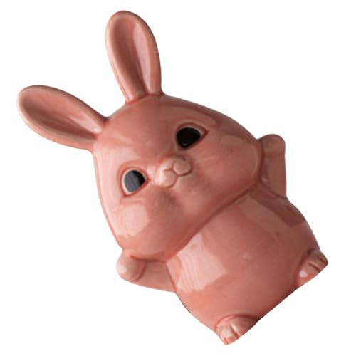 Levemolo Cartoon-Kaninchen-Ornamente Desktop-Kaninchen-Statue Miniaturtierkaninchen Kawaii Hase Requisite Porzellan-Kaninchen-Ornament Häschen-Statue Realistisches Kaninchen Keramik Rosa von Levemolo