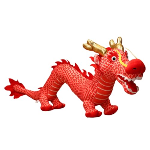 Levemolo Chinesische Drachenpuppe Maskottchen Plüschtiere Plüsch-Maskottchen Stofftierpuppe Plüsch-drachenpuppe Maskottchen-Drachen-puppenspielzeug Tierkreis-Drachen-Statue Rot Pp Baumwolle von Levemolo