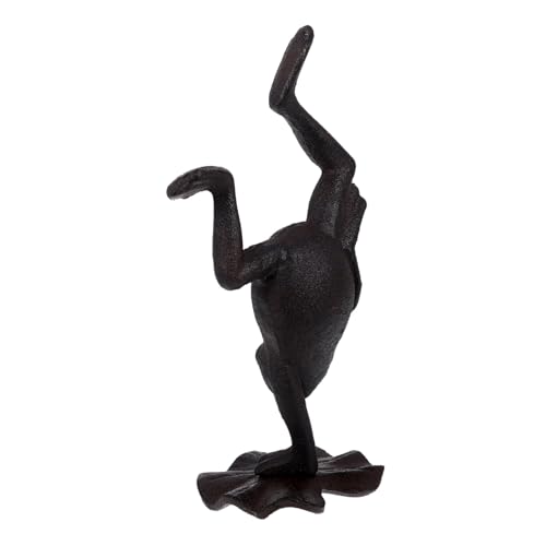 Levemolo Froschornament Aus Gusseisen Tierfiguren Aus Eisen Miniatur-Tier-Ornament Froschstatue Für Figur Stuhl-Frosch-Ornament Schütteln Frosch-Eisen- Kronenfroschstatue Hofdekoration von Levemolo