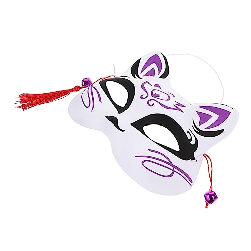 Levemolo Fuchs Maske Halbmasken-maskerade Japanische Kabuki-masken Halbgesichts-katzenmaske Für Cosplay Maskerade-katzenmasken Kabuki-kitsunes-masken Hälfte Violett Japanischer Stil Tier von Levemolo