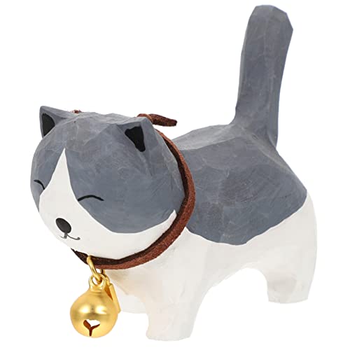 Levemolo Holzglocke Katze Stifthalter Für Den Schreibtisch Süß Winkende Katze Süße Untersetzer Miniatur-tierfiguren Katzenauto Vintage Katzenstatue Süßes Stationäres Neon Grey von Levemolo