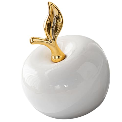 Levemolo Keramik-Apfel-Ornament Apfel-Briefbeschwerer weiß Apfel Briefbeschwerer Die Porzellanäpfel schmückt klein Weihnachtsdekoration Apfel basteln Apfelstatue realistisches Fruchtmodell von Levemolo