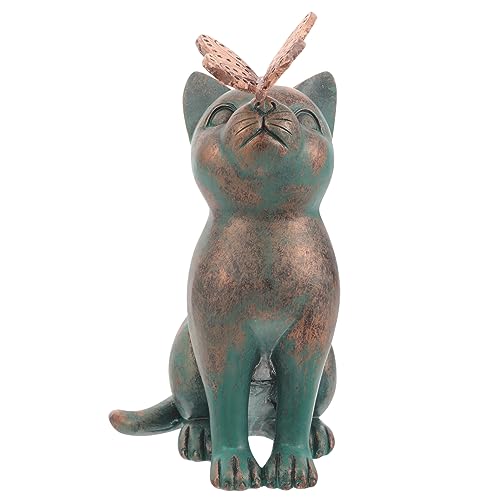 Levemolo Kurioses Katzen-harzornament Katzenfiguren Für Draußen Katze-Rasen-Ornament Winzige Figuren Katzenkuchendekorationen Katze Für Den Garten Katze-Rasen-Statue Miniaturtiere Naturharz von Levemolo