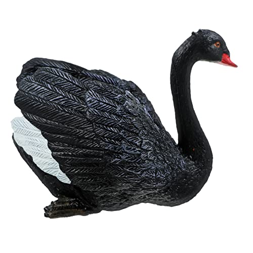 Levemolo Simulation Schwarzer Schwan Fee Gartengans Mini Vogelfiguren Schwanenfigur Sammlerstücke Teich Schwanenfigur Teich Rasen Ornament Gartenschwanskulptur Simulation von Levemolo