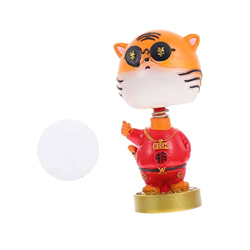 Levemolo Tiger-Wackelkopf-Ornament car Decoration autodeko Tier Schmuck kopfschüttelndes Tigerspielzeug Chinesische Sternzeichenfiguren Tiger-Schmuck dekorative Tigerpuppe Harz rot von Levemolo