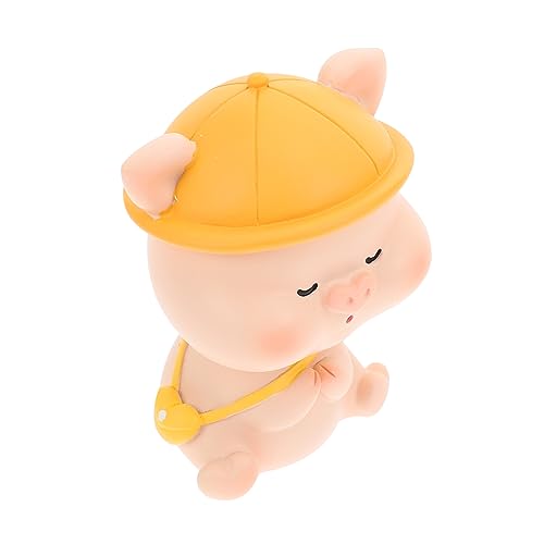 Levemolo Wackelkopf Schweinchen Ornament Kopfschüttelndes Tierdekor Mini-Spielzeug Kuchen Spielzeug Tierische Tischdekoration Piggy Dekoration Schweinchen- aus Harz Home-Cartoon- von Levemolo