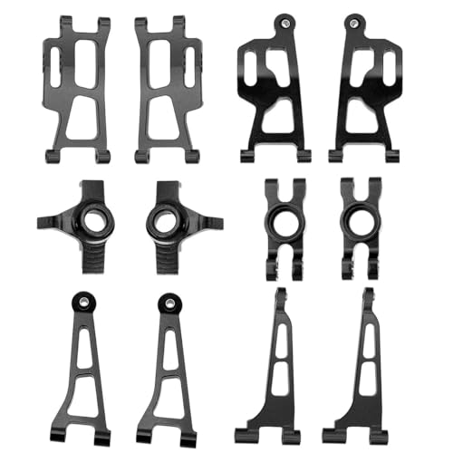 Levigo Aluminiumlegierung RC Achsschenkel Oberer Unterer Schwinge Set Kompatibel mit 1/14 MJX 14210/14209, RC Upgrade Kits, Schwarz von Levigo