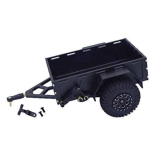 Levigo RC Anhänger aus Aluminiumlegierung, hoch simuliert, mit rutschfesten Gummireifen, kompatibel mit Traxxas 1/18 TRX4M RC Cargo Carrier Auto (schwarz) von Levigo