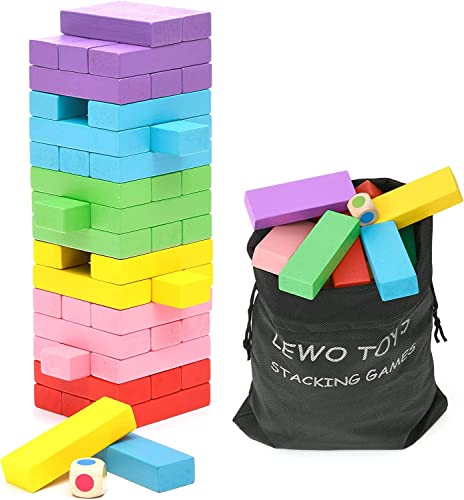 Lewo Kinderspielzeug ab 3 Jahre Stapelspiele Wackelturm Holz Spielzeug Brettspiel für Jungen und Mädchen 3 4 5 6 Jahren von Lewo
