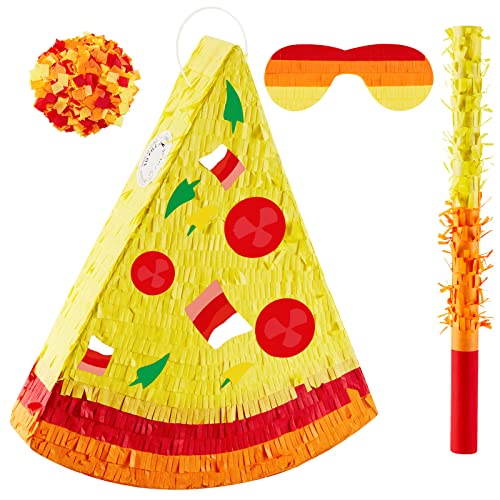 Lewtemi Pizza Piñata Pizza Party Favors Pizza Birthday Party Supplies with Stick Confetti and Blindfold Pizza Shower Theme Decorations for Pizza Supply von Lewtemi