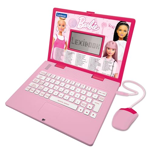 LEXIBOOK, Barbie, Bilingue Pädagogischer Computer Portugiesisch/Englisch, Brinquedo für Crianças com 124 Aktivitäten und Jogos von Linguagem, Schreiben, Mathematik, Logik, Musik, Rosa, JC598BBi4, von Lexibook