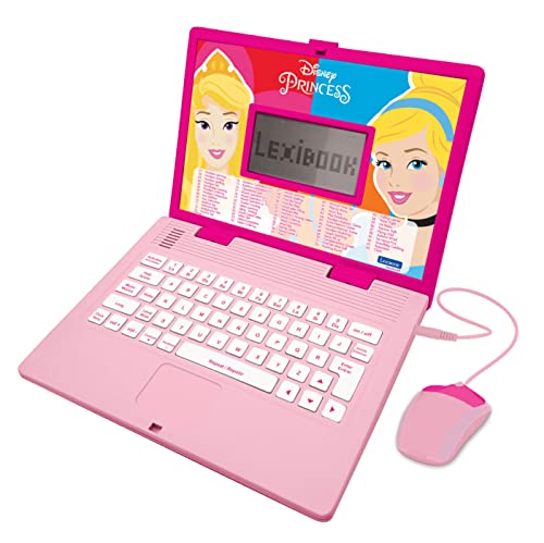 LEXIBOOK JC598DPi2 Disney Princess Lern- und Zweisprachiger Laptop Spanisch/Englisch Mädchen Spielzeug mit 124 Aktivitäten zum Lernen, Spielen und Musik von Lexibook