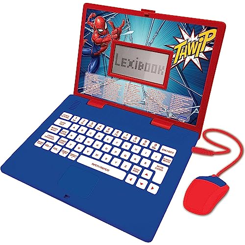 Lexibook, Spider-Man, Lern- und Zweisprachiger Laptop Italienisch/Englisch, Spielzeug mit 124 Aktivitäten zum Lernen, Spielen und Musik, Blau/Rot, JC598SPi5 von Lexibook