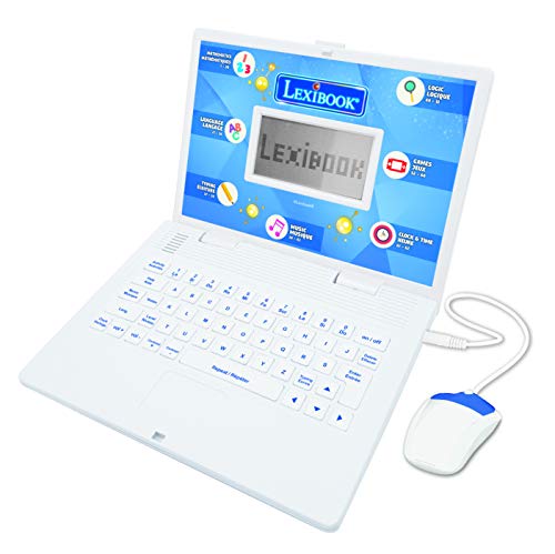 LEXIBOOK JC598i1_02 Mouse zweisprachiger Laptop Französisch/Englisch-Spielzeug für Kinder mit 124 Aktivitäten zum Lernen von Mathematik, Daktylographie, Logik, Uhrlesen, Spielen und Musik, M von Lexibook