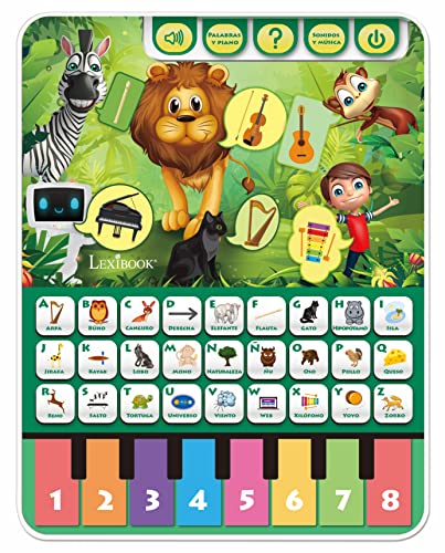 LEXIBOOK JCP10ES Tablett zum Lernen von Alphabet, Zahlen, Tiere und Musik, Spanisch, grün von Lexibook