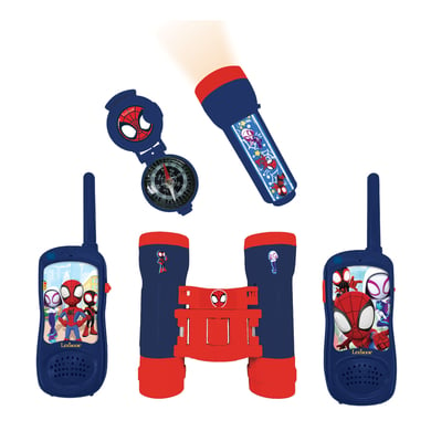 LEXIBOOK Spidey & Friends Abenteuerset mit 2 Walkie-Talkies bis zu 120m, Fernglas, Taschenlampe und Kompass von Lexibook