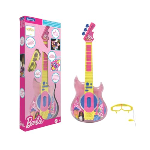 Lexibook, Barbie, Elektronische Gitarre mit Mikrofon und Brille zum Singen mit Stil, 2 Spielmodi, Demo-Melodien, Lichteffekte, Pink/Gelb, K260BB von Lexibook