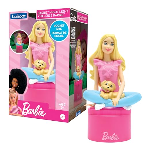 Lexibook, Barbie, LED-Taschen-Nachtlicht für das Kinderzimmer, weiches Licht, batteriebetrieben, Rosa, NLJ01BB von Lexibook