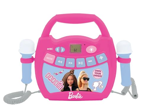 Lexibook, Barbie, Tragbarer digitaler Karaoke-Player für Kinder, Mikrofone, Lichteffekte, Bluetooth®, Aufnahme- und Sprachwechselfunktion, Pink, MP320BBZ von Lexibook