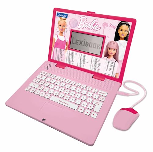 Lexibook, Barbie JC598BBi2 Lern- und Zweisprachiger Laptop in Englisch/Spanisch, Spielzeug für Kinder mit 124 Aktivitäten zum Lernen, Spielen und Musik, Pink von Lexibook