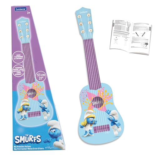 Lexibook, Die Schlümpfe, Meine erste Gitarre für Kinder, 6 Saiten aus Nylon, 53 cm, Anleitung enthalten, Rosa, K200SF von Lexibook