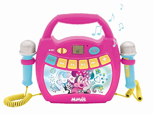 Lexibook, Disney Minnie, Tragbarer Karaoke-Digitalplayer für Kinder, Mikrofone, Lichteffekte, Bluetooth®, Aufnahme- und Sprachwechselfunktion, Pink, MP320MNZ von Lexibook